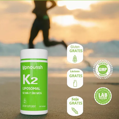 Vista 5 de UpNourish Vitamina K2 MK7 liposomal 180 mcg - 180 suplementos de vitamina K2 para mujeres y hombres - VIT K2 MK-7 con alta absorción