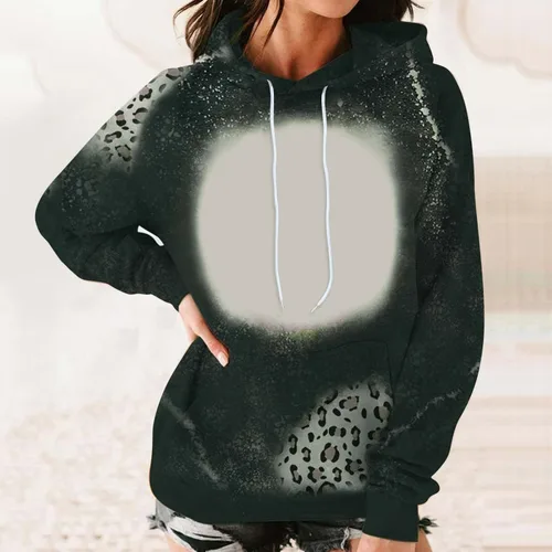 Vista 2 de Sudaderas con capucha para mujer estilo casual holgada talla grande sudadera con capucha con estampado de leopardo camisas de manga larga