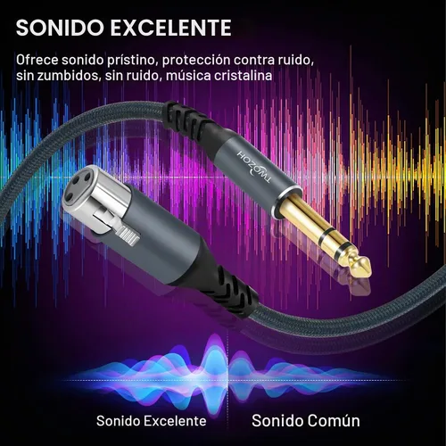 Vista 2 de Twozoh Cable corto XLR hembra a 1/4 TRS de 1 pie, trenzado conector estéreo de 0.250 in equilibrado a cable de micrófono XLR de 3 pines