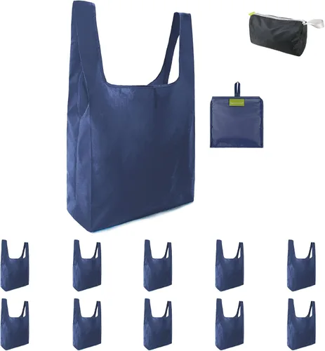 Vista 56 de BeeGreen Bolsas de comestibles reutilizables de Navidad con bolsa de almacenamiento con cremallera, paquete de 10 bolsas de compras reutilizables a