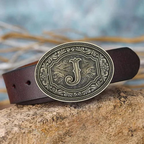 Vista 4 de Btilasif Western Belt Buckle Initial Letters ABCDEFG to Z Cowboy Rodeo Belt Buckle for Men Women Cowboy Cowgirl