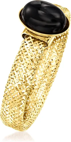 Vista 3 de Ross-Simons Italian Black Onyx Mesh Ring in 14kt Yellow Gold