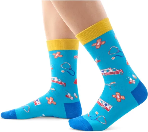 Vista 3 de Zmart Divertidos quimioterapia cáncer de mama recuperación diabética terapia física EMT Enfermera CNA Paramédico Get Well Soon Regalos Calcetines