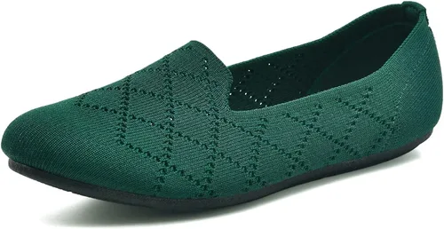 Vista 6 de poemlady Zapatos planos de ballet para mujer, zapatos de vestir de punto con punta redonda sin cordones, zapatos planos de bailarina para caminar