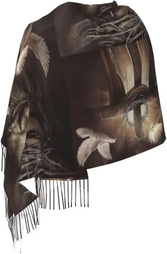 Vista 8 de ZTUOECV Bufanda con borlas, chal envolvente para mujer, vestidos de noche de otoño e invierno, bufandas, regalos cristianos únicos