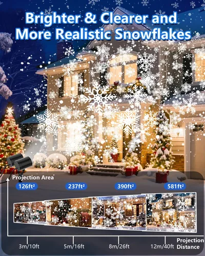 Vista 2 de AKSDA Proyector de Luces de Copo de Nieve de Navidad para Exteriores, Doble Cabezal Mejorado 2025, Rotación de 360°, Impermeable IP65, Función