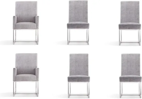 Vista 15 de Manhattan Comfort Element Mid Century - Silla de comedor tapizada moderna, juego de 6, color azul