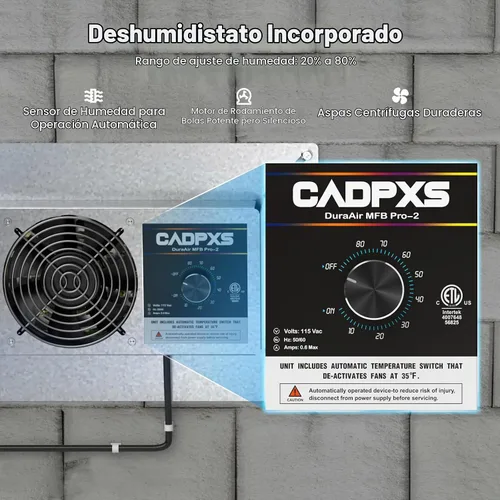 Vista 3 de CADPXS Ventilador para Espacios Reducidos, Ventilador con Estatuto de Humedad, Desumidificador y Termostato de Protección contra Congelamiento