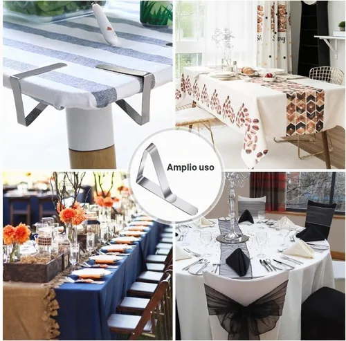 Vista 4 de Childom 30 clips para manteles de mesa, clips de mantel para mesas al aire libre, clips de mesa de picnic, clips de mantel de acero inoxidable