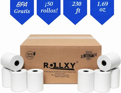 Vista 5 de Papel térmico de 3-1/8 x 230 pulgadas, compatible con Star CT-S300 Tsp100, sin BPA, 50 rollos (1.21 onzas de grosor)