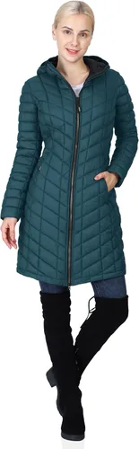 Vista 12 de Outdoor Ventures Abrigo Puffer Largo con Capucha Maryan para Mujer, Ultra Ligero, Cálido, Thermolite (Fiel a la talla. Orden Tamaño Normal) Tinta