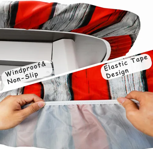 Vista 5 de Juego de fundas para mesa de picnic con bandera estadounidense con textura de madera, impermeable, resistente al viento, para campamento, manteles