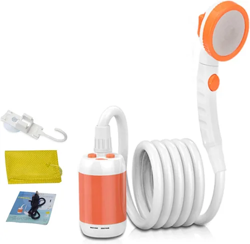 Vista 9 de Iron Hammer Ducha eléctrica portátil, ducha de campamento, ducha incorporada de 5000 mAh, gran capacidad, recargable, con batería, para ducha Azul