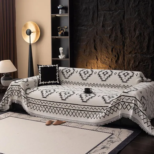 Vista 10 de DREAMINGO Funda de Sofá de Chenilla Beige Bohemia Geométrica Jacquard para Sofá de 3 Cojines Antideslizante Seccional Forma de L para Perros