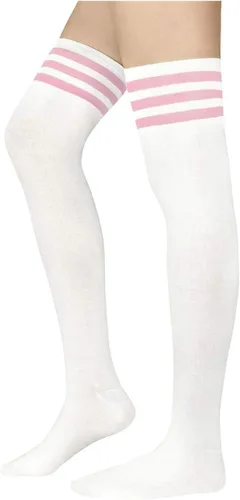 Vista 3 de Century Star Medias largas de atleta a rayas por encima de la rodilla para mujer