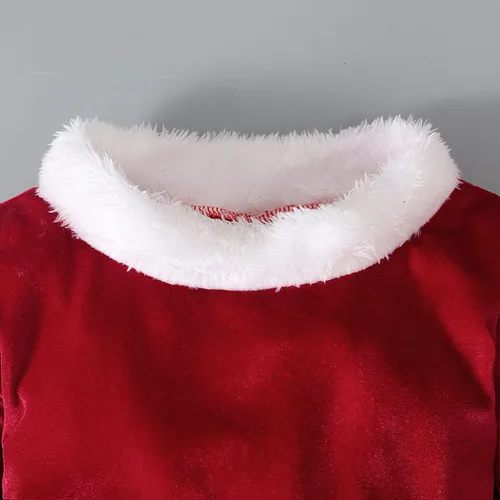 Vista 6 de Conjunto de 3 piezas de disfraz de Papá Noel para niña, de Navidad, con parte inferior acampanada, pantalones de terciopelo