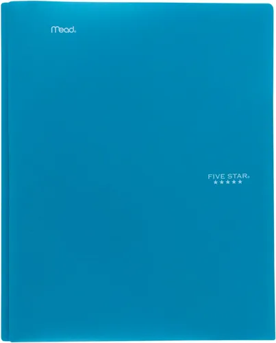 Vista 6 de Five Star Carpetas de 2 bolsillos, paquete de 4, carpetas de plástico con cierres de punta, capacidad para 11 x 8-1/2 pulgadas, azul marea, blanco
