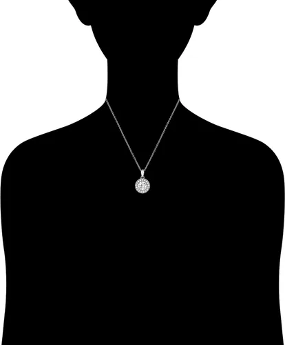 Vista 5 de Tienda Collection Platinum Plated Sterling Silver Halo Pendant Necklace set with Round Cut Infinite Elements Cubic Zirconia
