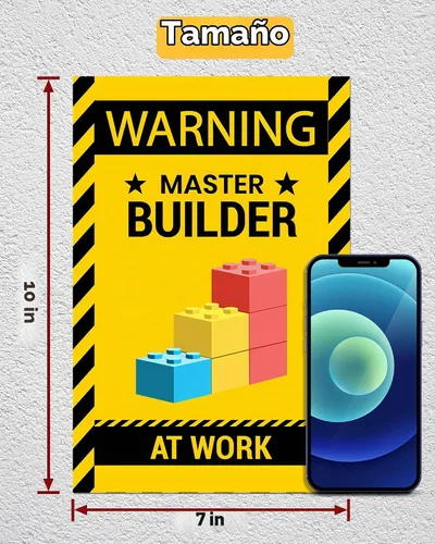 Vista 7 de 2 calcomanías para decoración de pared, diseño de maestro constructor en el trabajo, ladrillos de construcción de vinilo para puerta y habitación
