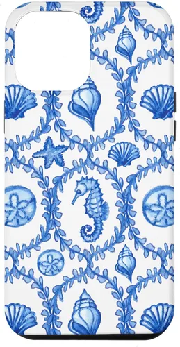 Vista 25 de iPhone 16 Coastal Granddaughter Blue Shells Starfish Seahorse Preppy Case
