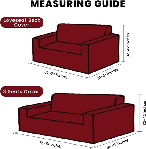 Vista 4 de Anibedding - Funda estampada de Navidad roja para sofá de 2 cojines, funda elástica con renos y copos de nieve para sofá, funda de sofá lavable a