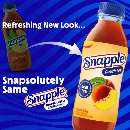 Vista 3 de Snapple Té de melocotón, botella de plástico reciclada de 16 onzas líquidas, paquete de 12