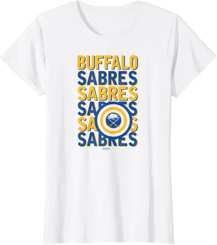 Vista 3 de Buffalo Sabres Camiseta blanca con licencia oficial Repeat, Blanco