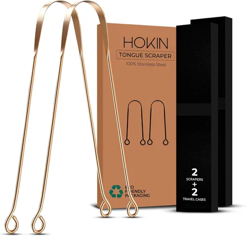 Vista 13 de HOKIN Raspador de lengua para adultos con estuche de viaje (paquete de 1 unidad de cuidado bucal) – Limpiador de lengua en forma de cuchara 100%
