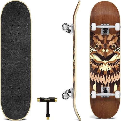 Vista 2 de Skatro - Patineta profesional de 31 pulgadas completa. Tabla de patinaje para edades: adultos, niños, principiantes y niñas