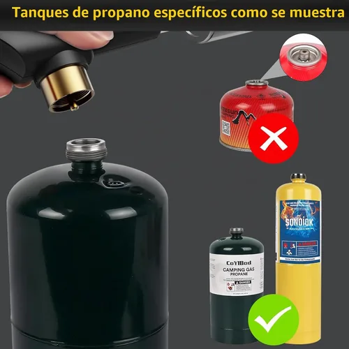 Vista 5 de Semlos Antorcha de propano, pistola de antorcha de propano grande de metal recargable 905 negro