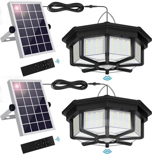Vista 8 de AEQ Luz Solar para Cobertizo Interior Exterior 288LED Iluminación 360° Luces Solares que Funcionan de Día con Control Remoto, Luces Solares