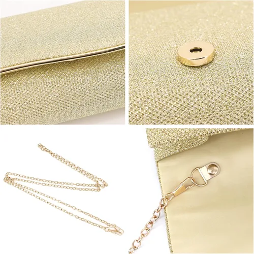 Vista 8 de Naimo - Deslumbrante bolsa pequeña de solapa, con cadena desmontable para eventos nocturnos.