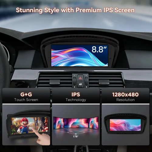 Vista 3 de XTRONS Estéreo de coche Android 14 de 8.8 pulgadas para BMW Serie 3 E90-E93/5 Serie E60 E61 M5 (2005-2008) Sistema CCC, pantalla táctil IPS 4+64GB