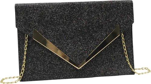 Vista 3 de Caviotess Women Shiny Sequin Envelope Clutch Purse Elegant Evening Bag Shoulder Handbag with Chain Strap