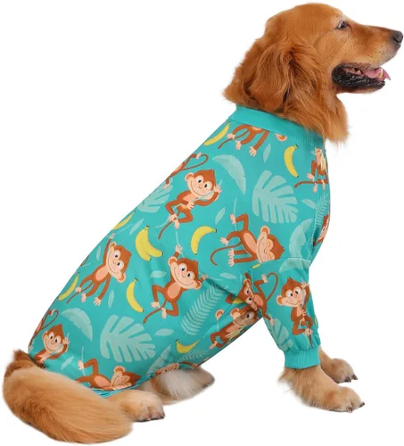 Vista 25 de HDE Pijama de una pieza para perro, ligero, para perros M-3XL, estrellas fantasmales, talla S