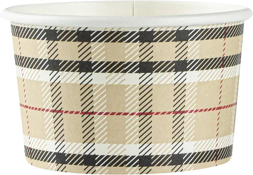 Vista 15 de Restaurantware Coppetta - Vasos de postre de 3 onzas, 50 tazas desechables para helado, tapas se venden por separado, cuencos de papel a cuadros