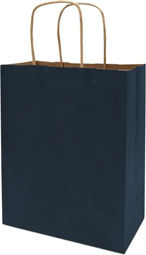 Vista 9 de Prime Line Packaging Bolsas de regalo de papel, bolsas de regalo azul marino, pequeñas con asas, bolsas de compras para negocios, golosinas