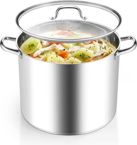 Vista 12 de Homikit Olla de acero inoxidable de 4 cuartos de galón, olla de inducción con tapa para sopa, salsa de pasta, cocinar a fuego lento, parte inferior