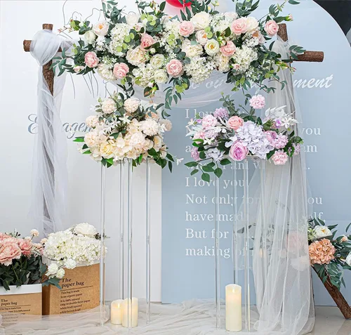 Vista 4 de 2 piezas de jarrones de acrílico transparente para mesas de boda, elevadores de flores de 31.5 pulgadas para columnas de exhibición, soporte
