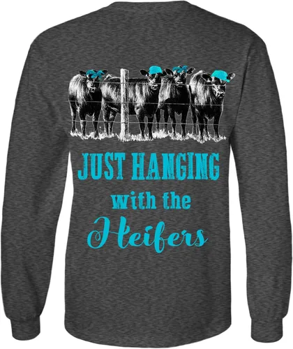 Vista 4 de Country Life Outfitters Just Hangin with The Heifers Women's Shirt Agua
