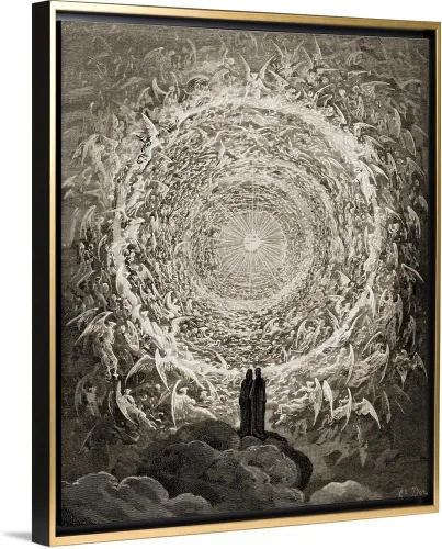 Vista 9 de CANVAS ON DEMAND Ilustración para Paradiso por Dante Alighieri Canto, Xxxi, líneas 1 a 3, lienzo enmarcado negro flotante, arte para pared, diseño