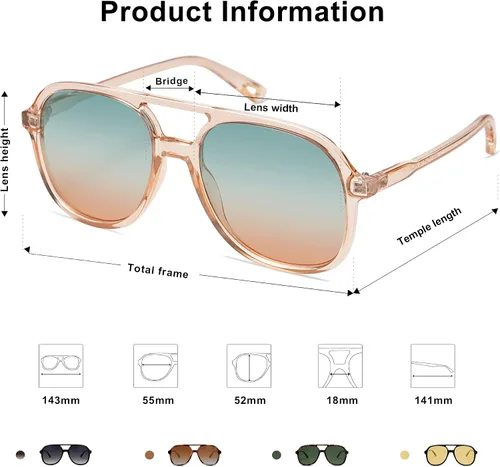 Vista 4 de SOJOS Gafas de sol polarizadas retro cuadradas estilo aviador para mujer y hombre de los años 70 vintage doble puente SJ2174