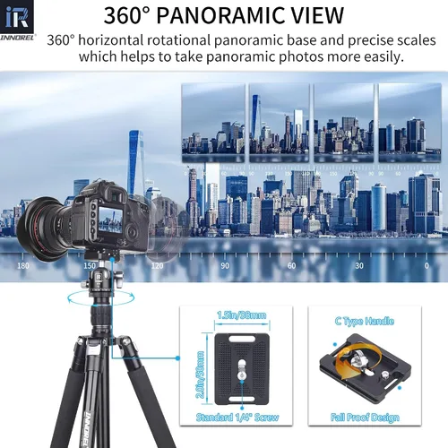 Vista 6 de INNOREL RT45A+D34 Trípode de cámara profesional de aleación de aluminio compacto portátil trípode fotográfico monopod para cámara réflex digital
