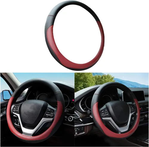 Vista 10 de Mandark Funda para volante de automóvil, de piel de microfibra antideslizante de 15 pulgadas, protector de volante de vehículo, accesorios
