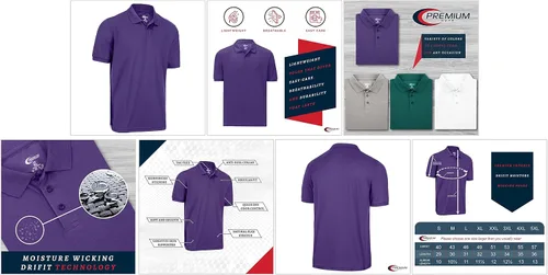 Vista 66 de Premium Wear - Camisetas tipo polo para hombre, con gran absorción de humedad