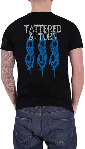 Vista 2 de Slipknot Camiseta ajustada para hombre 20th Anniversary Tattered & Torn (Back Print) Negro