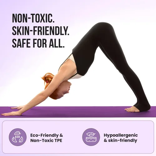 Vista 6 de Live Well - Tapete de yoga TPE para mujer, antideslizante, con correa, extra grueso de 0.236 pulgadas, color rosa, para entrenamiento en casa y uso