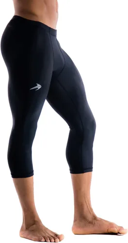Vista 12 de CompressionZ Pantalones de compresión para hombre, para entrenamiento, deportes Leggings de capa base para correr Negro