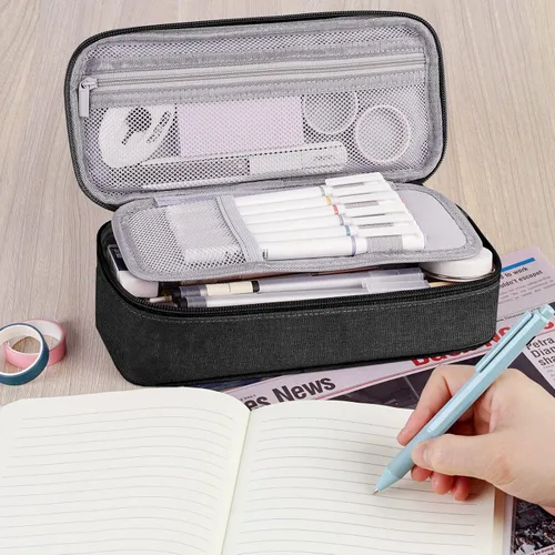 Vista 6 de WEMATE Estuche para lápices, organizador grande de almacenamiento para papelería, esencial para el regreso a la escuela, imprescindible
