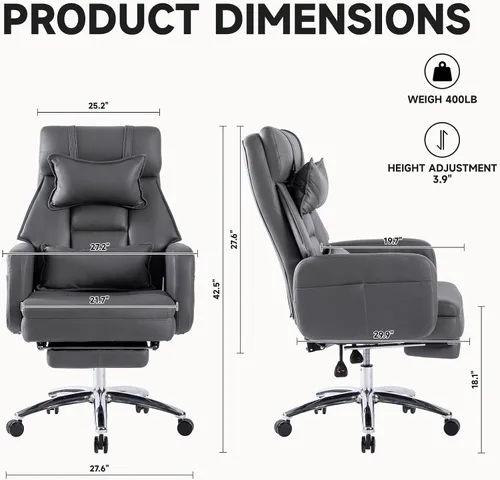 Vista 8 de Silla ejecutiva de oficina, silla de oficina para juegos de computadora, respaldo alto, silla de escritorio ajustable para el hogar, silla giratoria